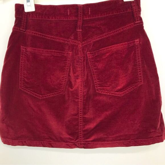 Madewell Deep Red Velvet Stretch Denim Straight Mini Skirt - Picture 6 of 15